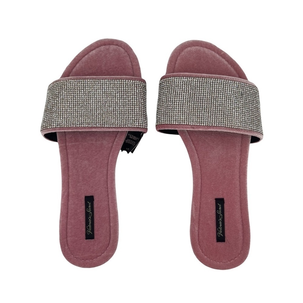 NWT Victoria's Secret Pink Rhinestone Slippers Size Large Women’s